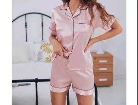 A&A Silk Satin Pajama Loungewear Shorts Set