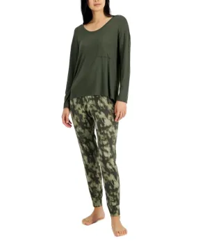 Alfani Women's Long-Sleeve Jersey Sleep Top, Green, X-Large
