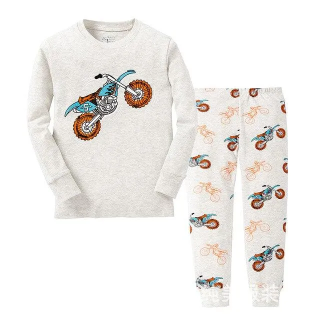 Autumn 2-7Y kids Santa Claus kids Pajamas/Pyjamas baby boy clothes children's Cartoon clothing summer cotton sleepwear wholesale