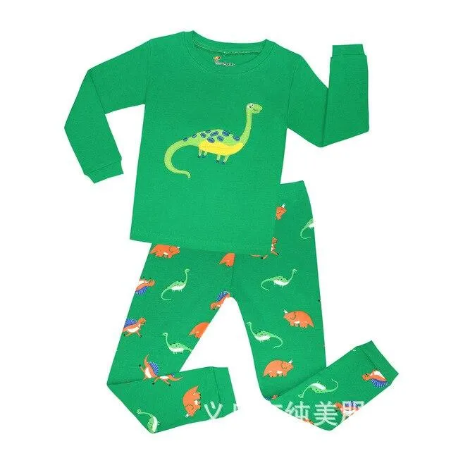 Autumn 2-7Y kids Santa Claus kids Pajamas/Pyjamas baby boy clothes children's Cartoon clothing summer cotton sleepwear wholesale