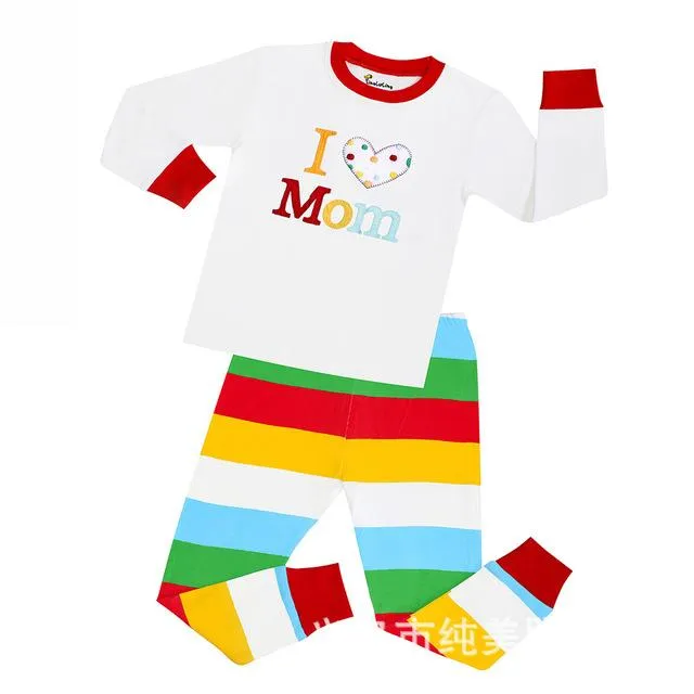 Autumn 2-7Y kids Santa Claus kids Pajamas/Pyjamas baby boy clothes children's Cartoon clothing summer cotton sleepwear wholesale