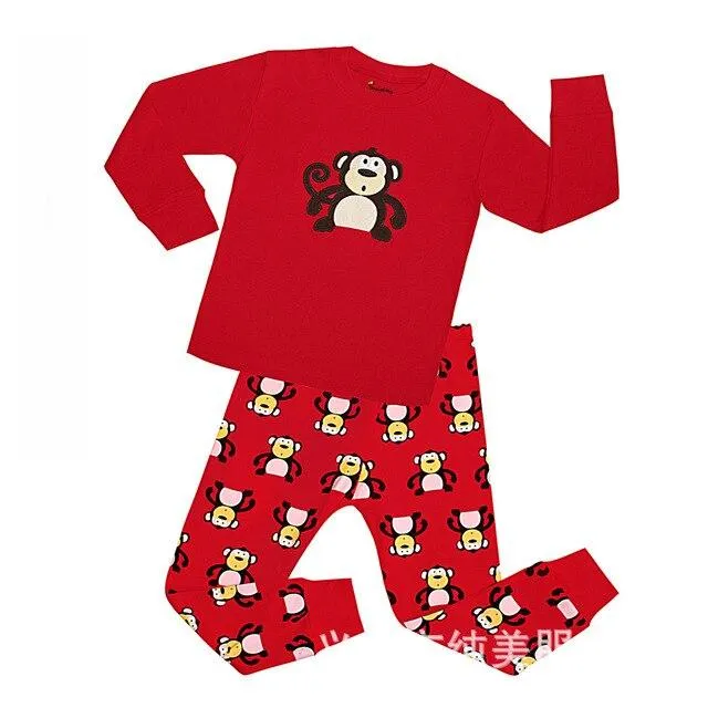 Autumn 2-7Y kids Santa Claus kids Pajamas/Pyjamas baby boy clothes children's Cartoon clothing summer cotton sleepwear wholesale