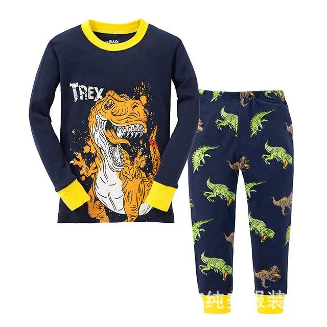 Autumn 2-7Y kids Santa Claus kids Pajamas/Pyjamas baby boy clothes children's Cartoon clothing summer cotton sleepwear wholesale