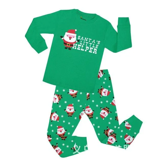 Autumn 2-7Y kids Santa Claus kids Pajamas/Pyjamas baby boy clothes children's Cartoon clothing summer cotton sleepwear wholesale