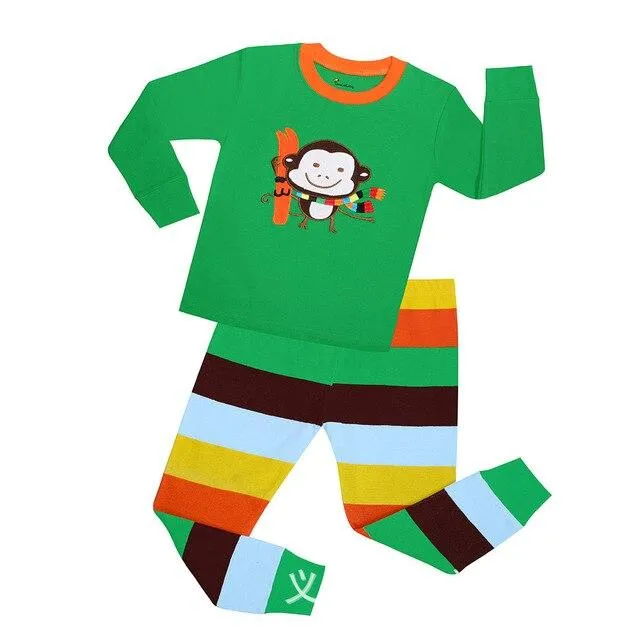 Autumn 2-7Y kids Santa Claus kids Pajamas/Pyjamas baby boy clothes children's Cartoon clothing summer cotton sleepwear wholesale