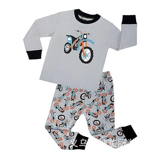 Autumn 2-7Y kids Santa Claus kids Pajamas/Pyjamas baby boy clothes children's Cartoon clothing summer cotton sleepwear wholesale