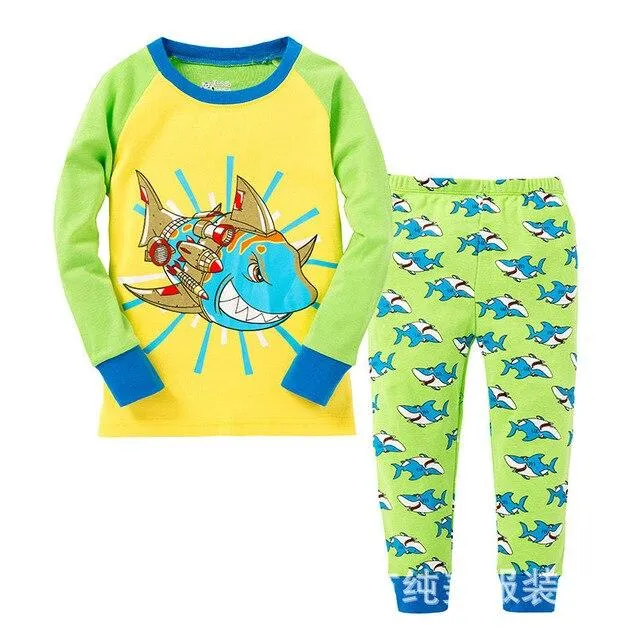 Autumn 2-7Y kids Santa Claus kids Pajamas/Pyjamas baby boy clothes children's Cartoon clothing summer cotton sleepwear wholesale
