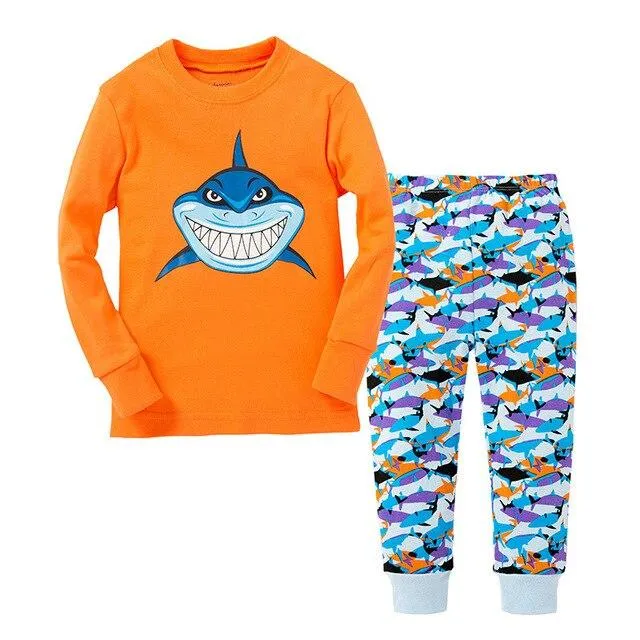 Autumn 2-7Y kids Santa Claus kids Pajamas/Pyjamas baby boy clothes children's Cartoon clothing summer cotton sleepwear wholesale