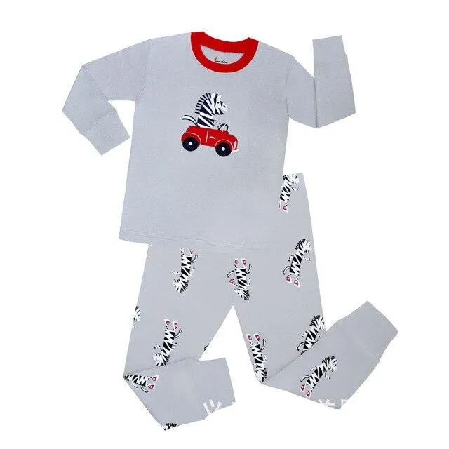 Autumn 2-7Y kids Santa Claus kids Pajamas/Pyjamas baby boy clothes children's Cartoon clothing summer cotton sleepwear wholesale