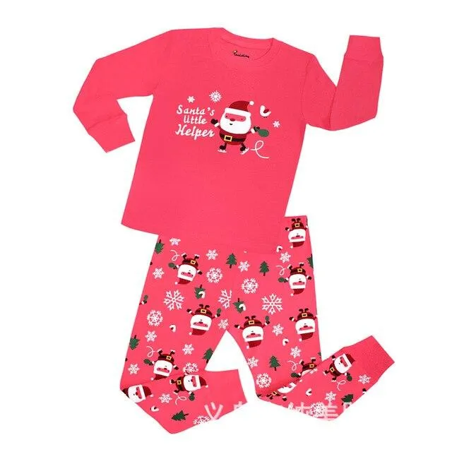 Autumn 2-7Y kids Santa Claus kids Pajamas/Pyjamas baby boy clothes children's Cartoon clothing summer cotton sleepwear wholesale