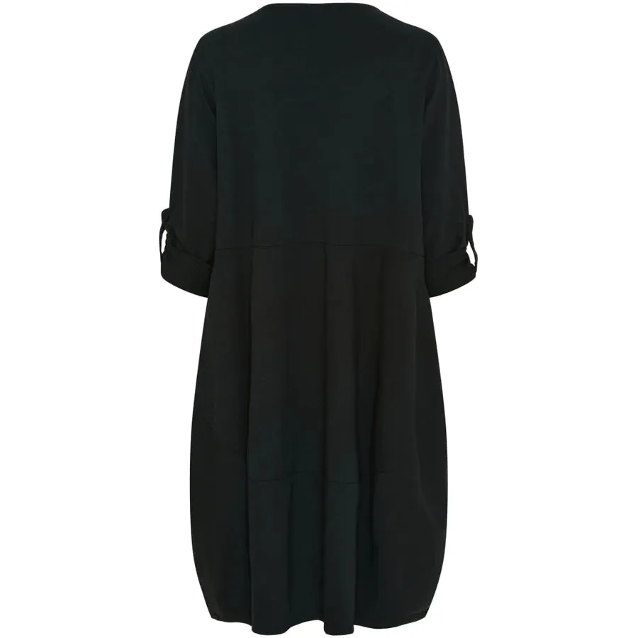 Black Cotton Cocoon Dress