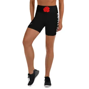 Black Mogul Luxury Red Roses Yoga Shorts