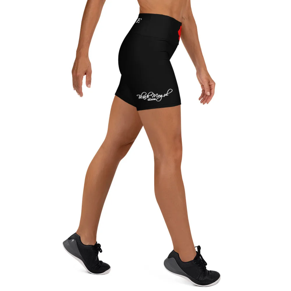 Black Mogul Luxury Red Roses Yoga Shorts