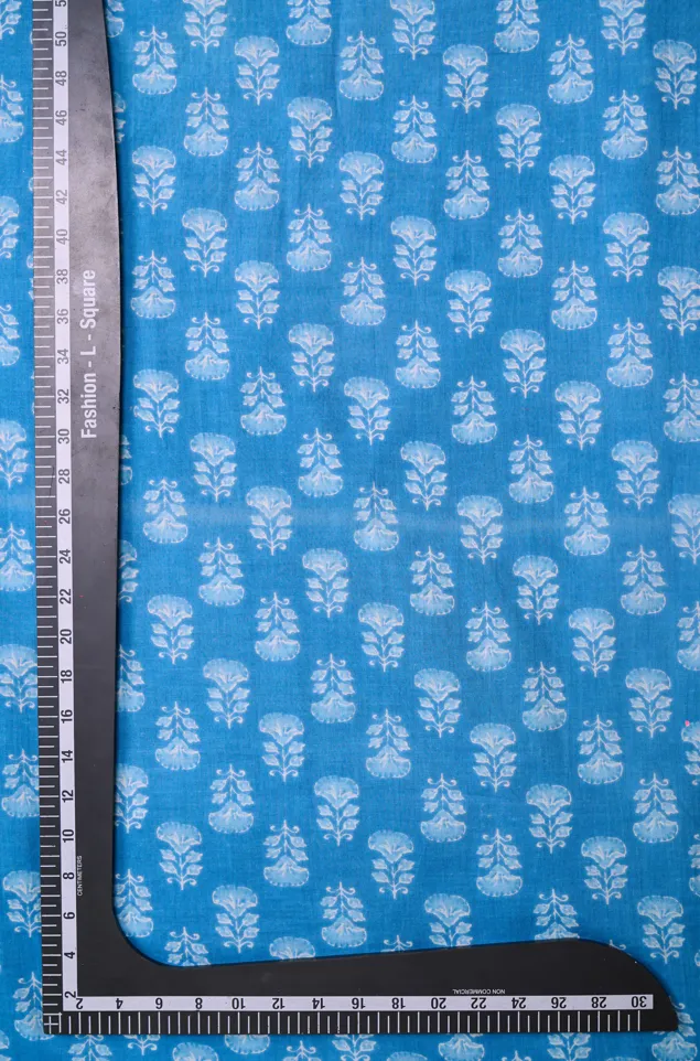 Blue Contemporary Butti Printed Summer Pure Cotton Fabric
