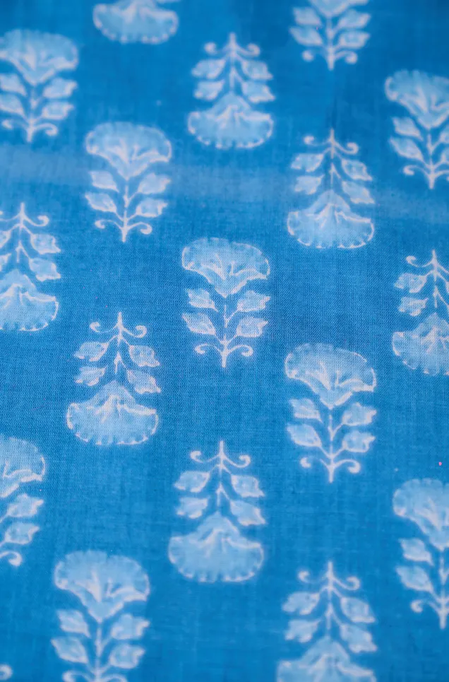 Blue Contemporary Butti Printed Summer Pure Cotton Fabric