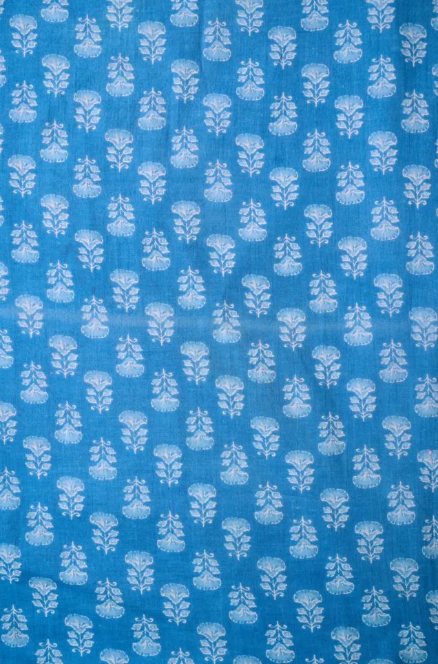 Blue Contemporary Butti Printed Summer Pure Cotton Fabric