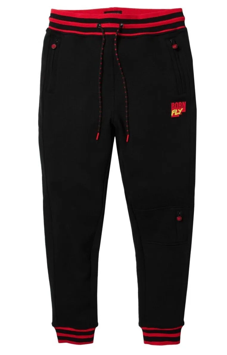 Born Fly-Storm Fleece Sweatpants-Black