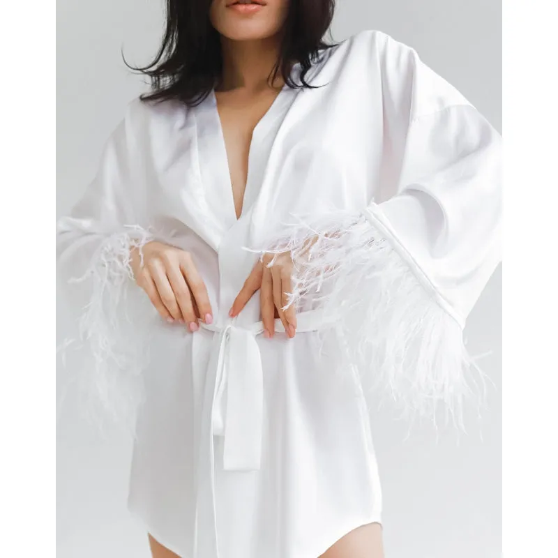 Bridesmaid Proposal Robe With Feather
