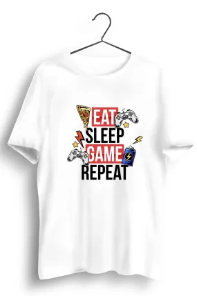 Eat Sleep Game Repeat White Tshirt
