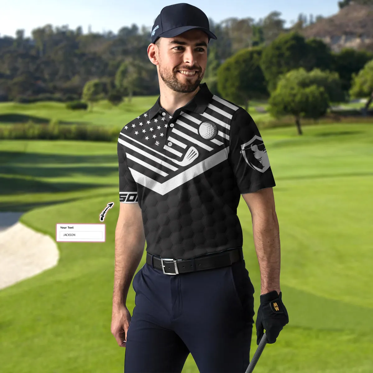Golf And Beer That'S Why I'M Here Custom Polo Shirt, Personalized American Flag Golf Shirt For Beer Lovers Coolspod