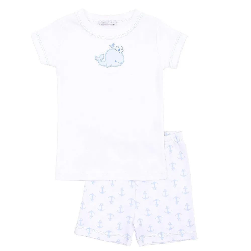 Magnolia Baby Boys Little Blue Whale Applique Short Pajamas