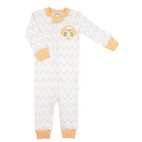 Magnolia Baby Orange Little Gobbler Turkey Applique Zipped Pajamas