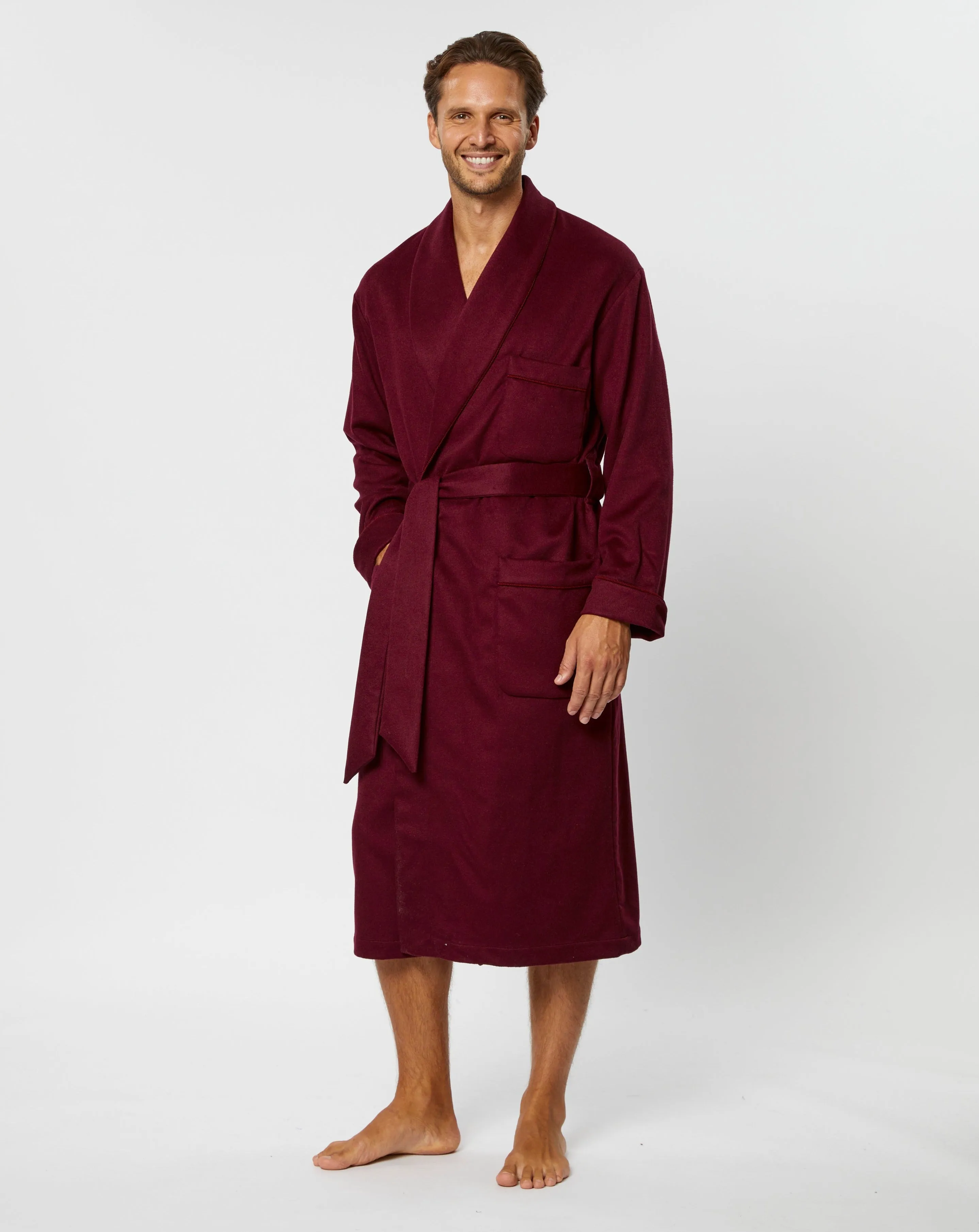 Men's Cashmere Robe - Claret