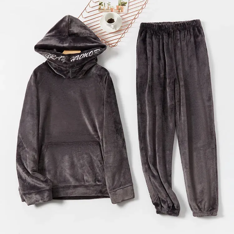 Men's Hooded Warm And Thickened Pajamas Suit