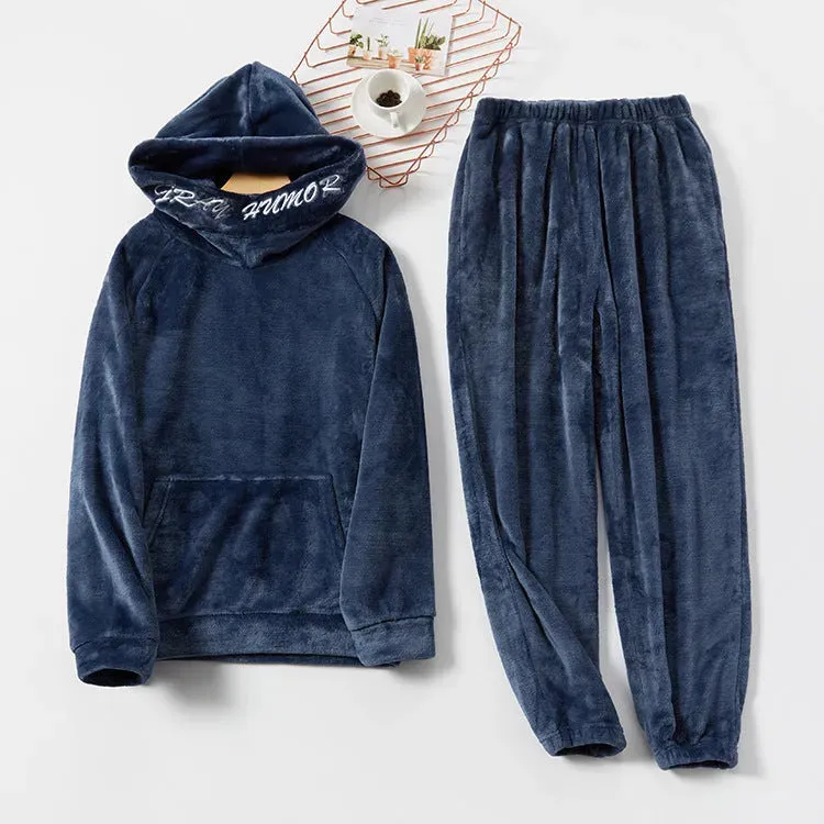 Men's Hooded Warm And Thickened Pajamas Suit