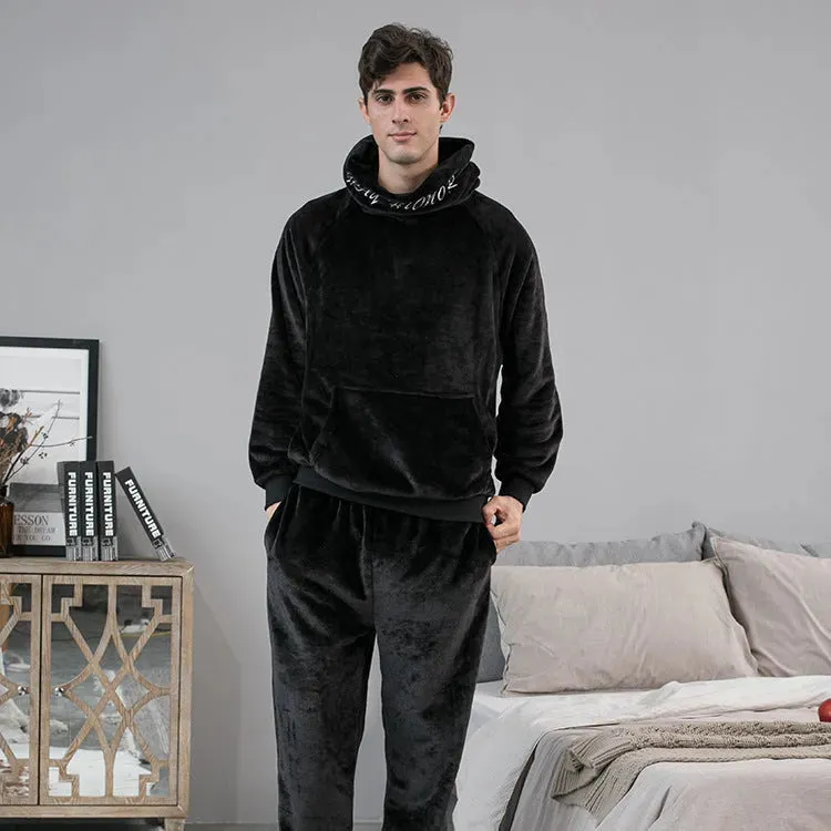 Men's Hooded Warm And Thickened Pajamas Suit