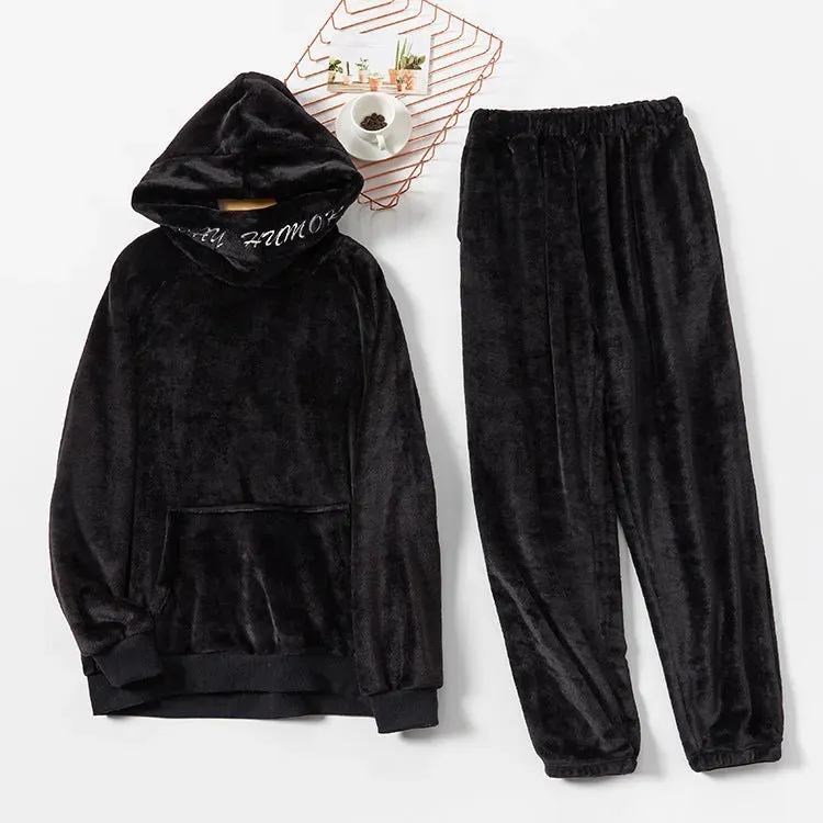 Men's Hooded Warm And Thickened Pajamas Suit