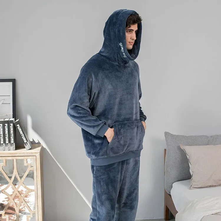 Men's Hooded Warm And Thickened Pajamas Suit