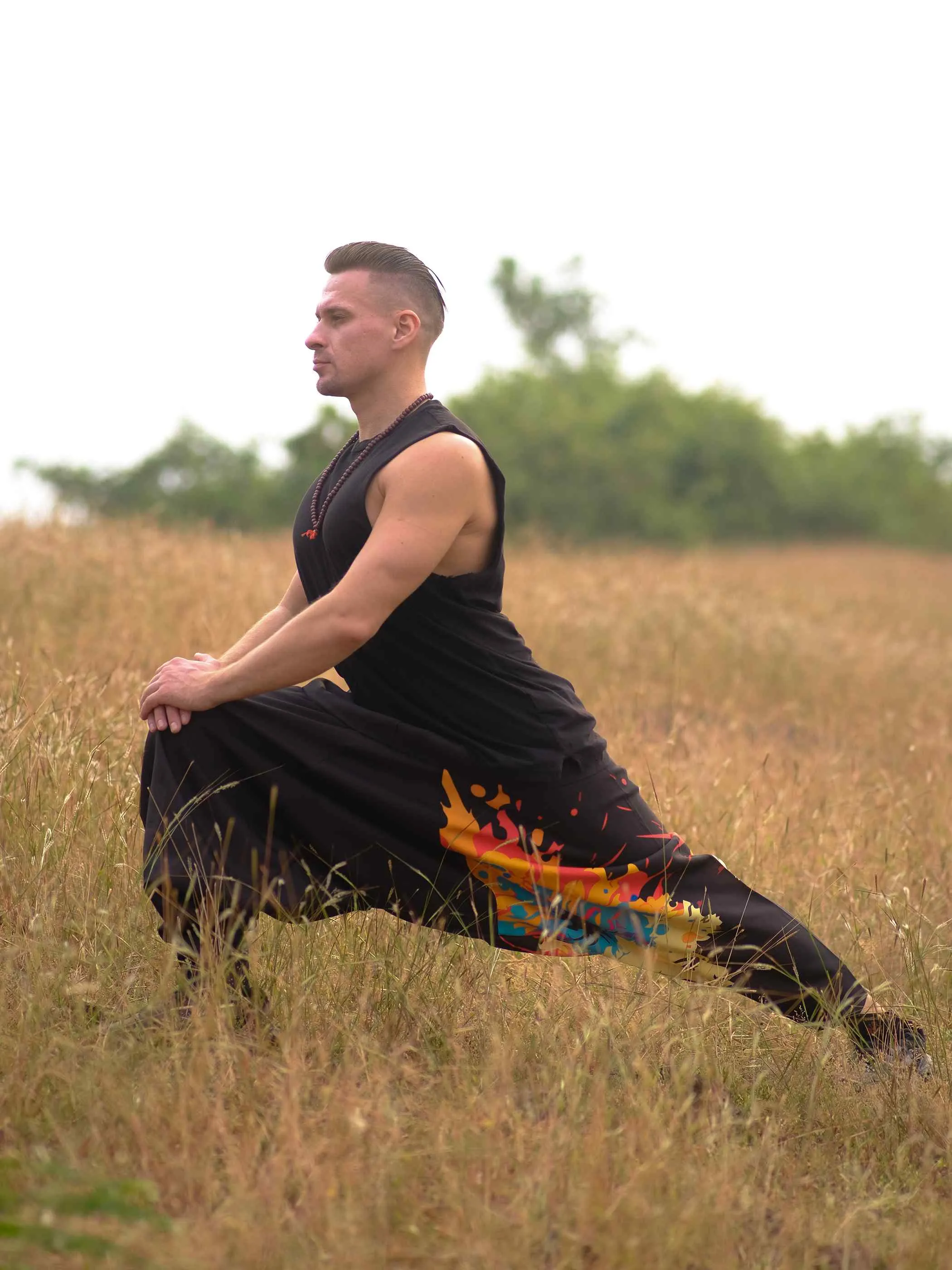 Men's Sunset Serenity Hippy Aladdin Balloon Harem Pants For Travel Yoga Dance