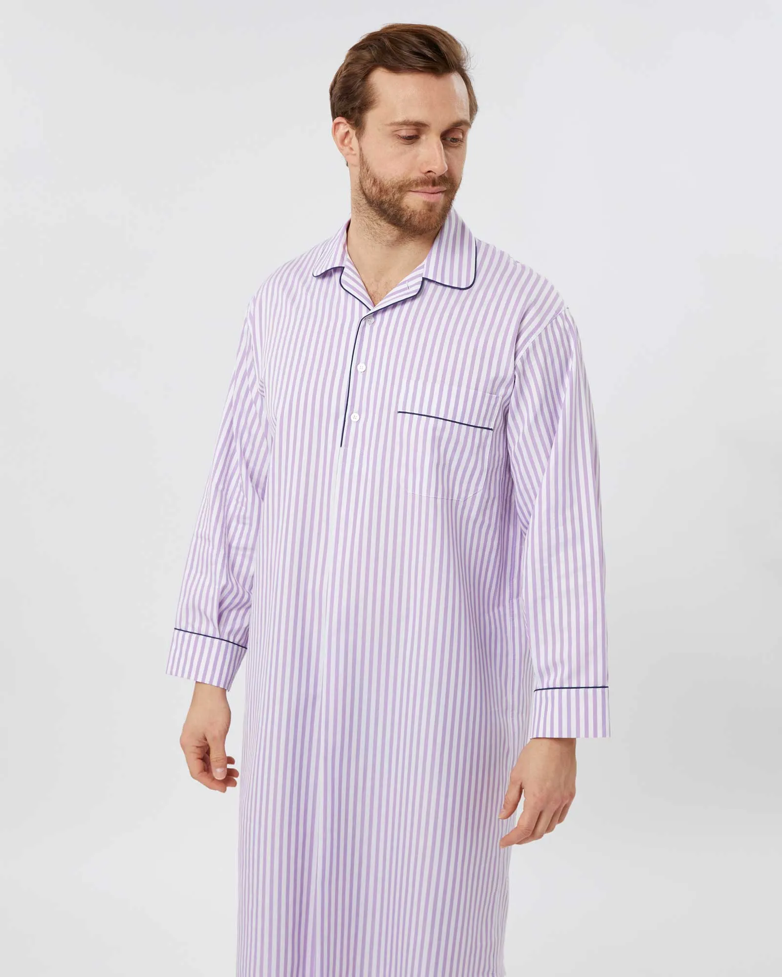 Men's Two-Fold Cotton Nightshirt - Newington