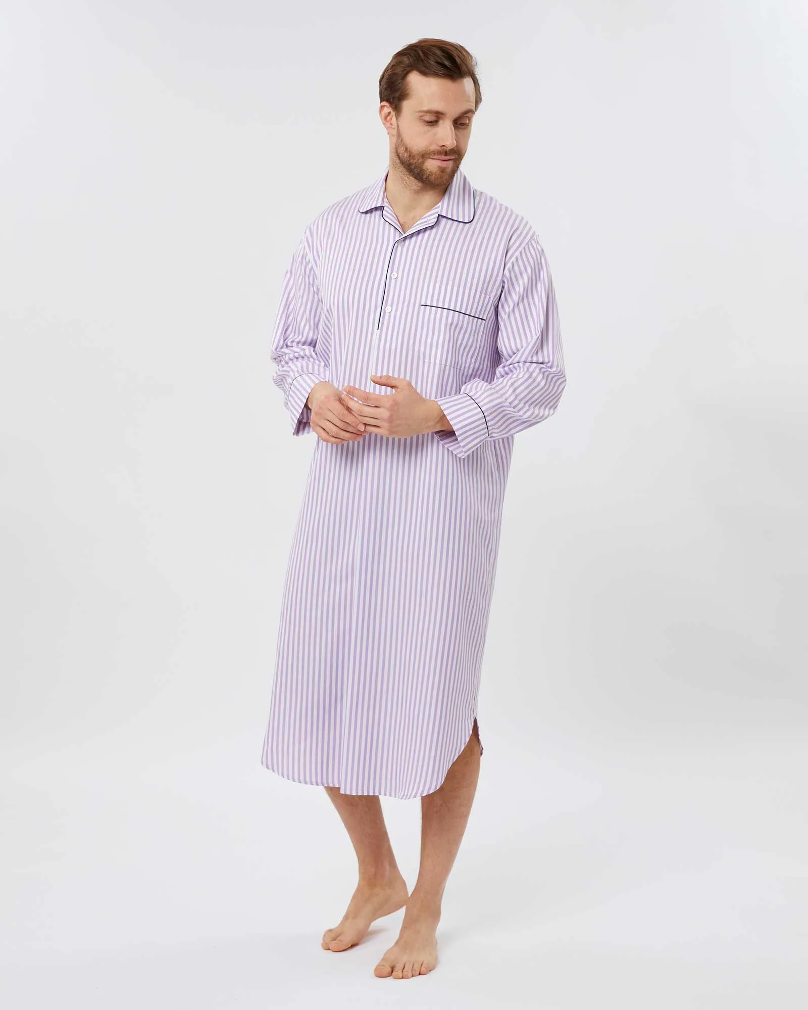 Men's Two-Fold Cotton Nightshirt - Newington