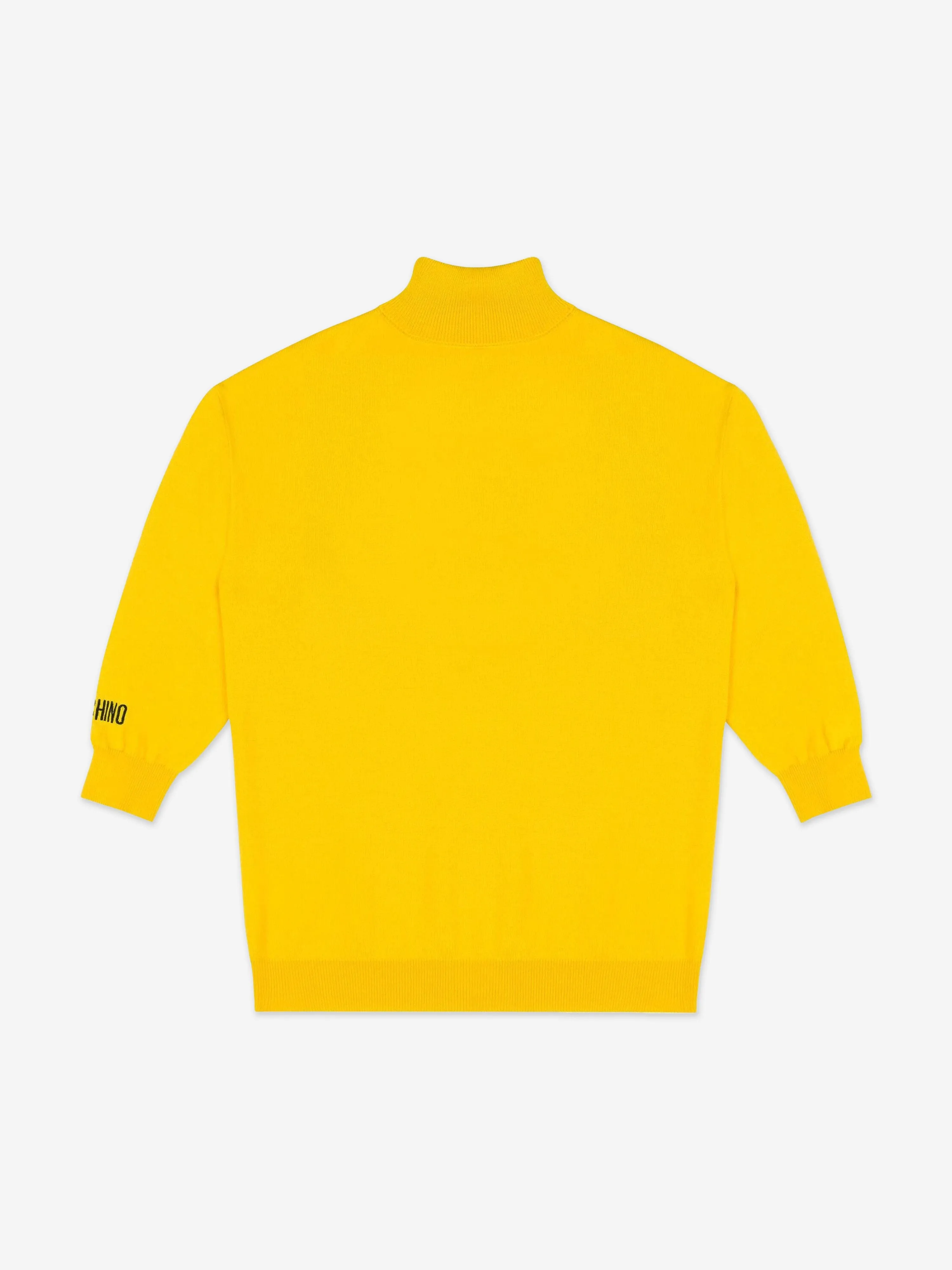 Moschino Girls Smiley Face Knitted Dress in Yellow