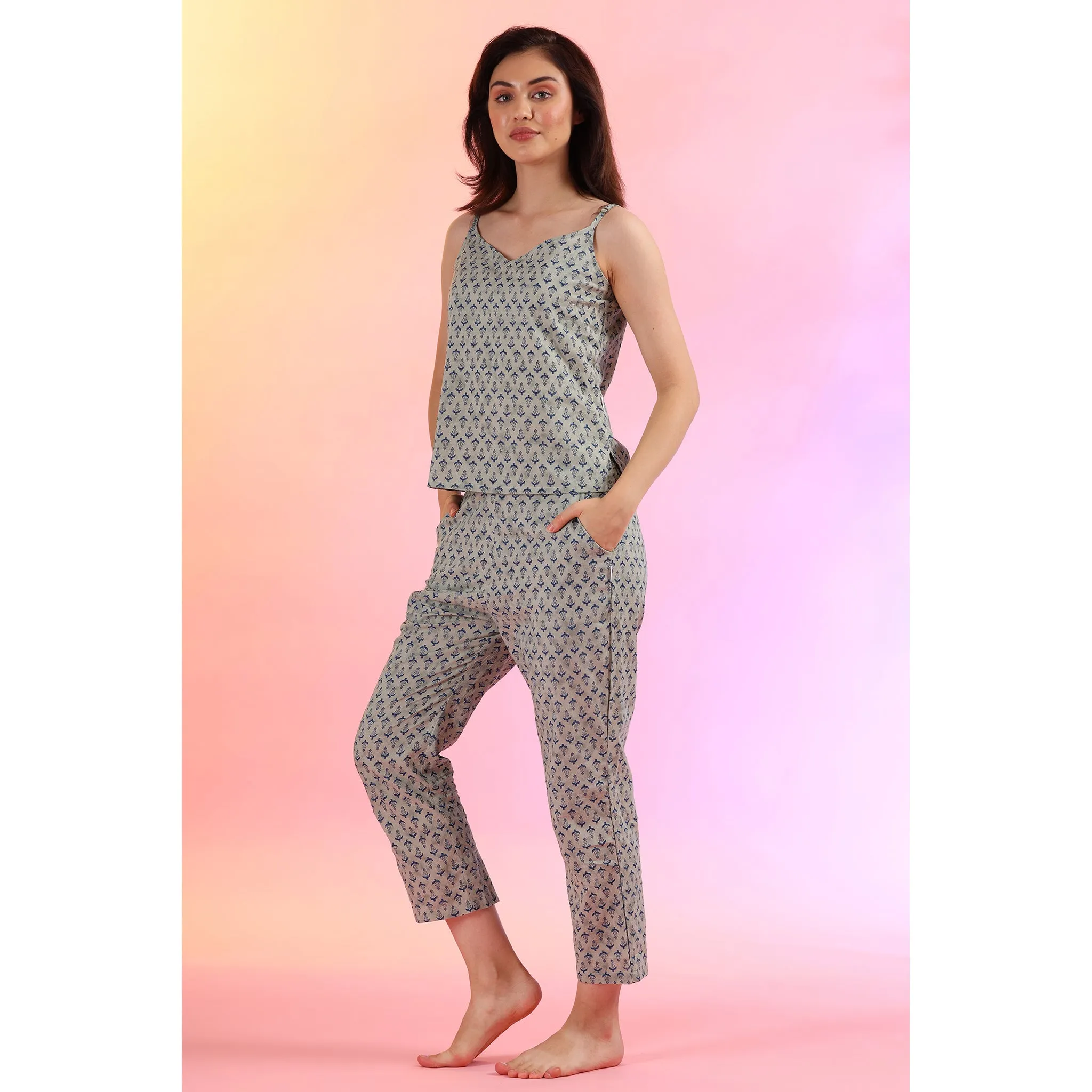 Motifs on Grey Loungewear Set