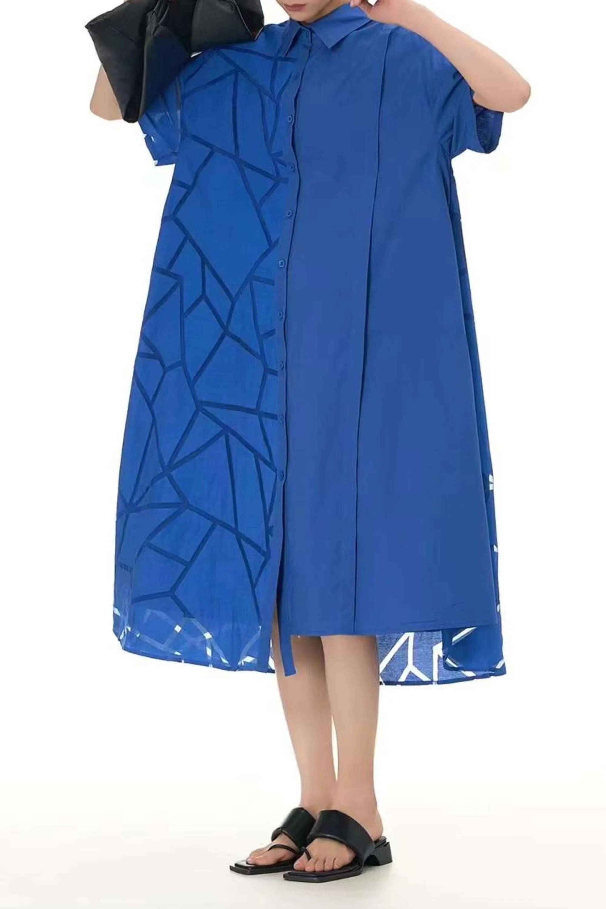 Oversized Blue Shirt Dress