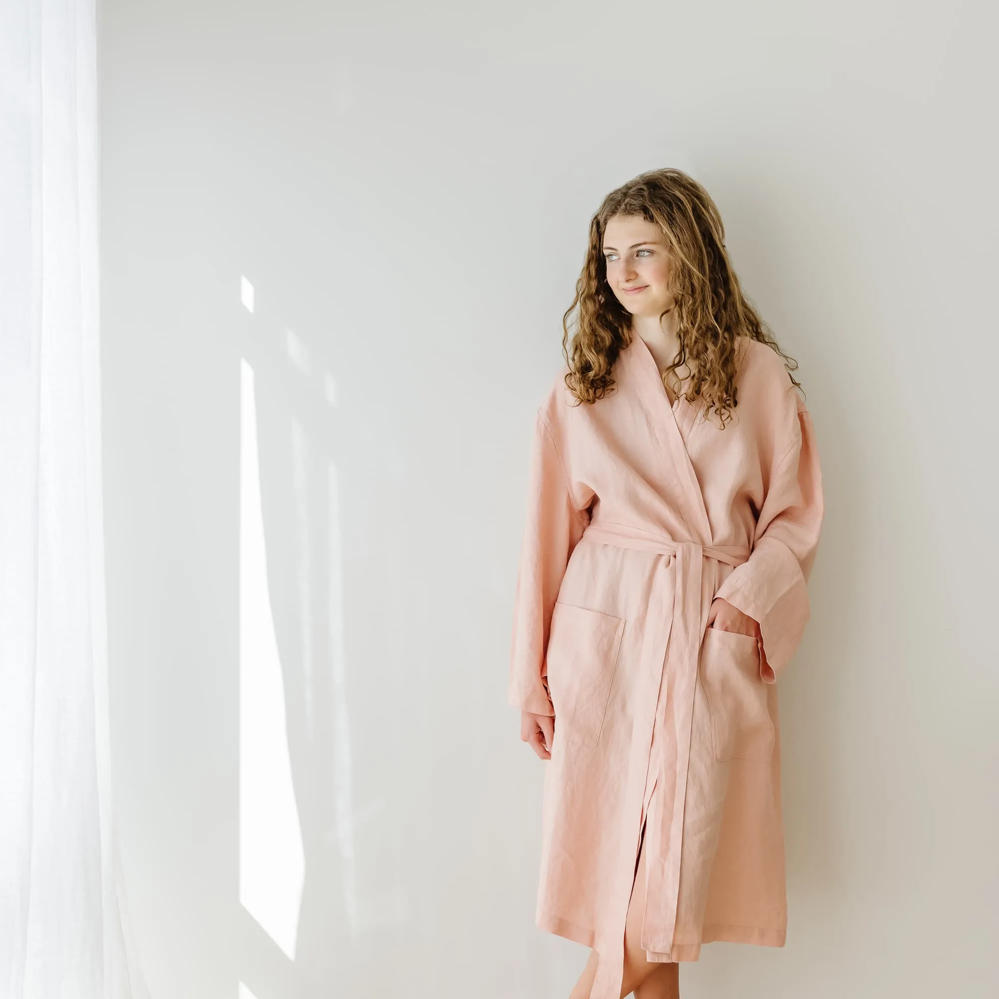 Peach Linen Robe