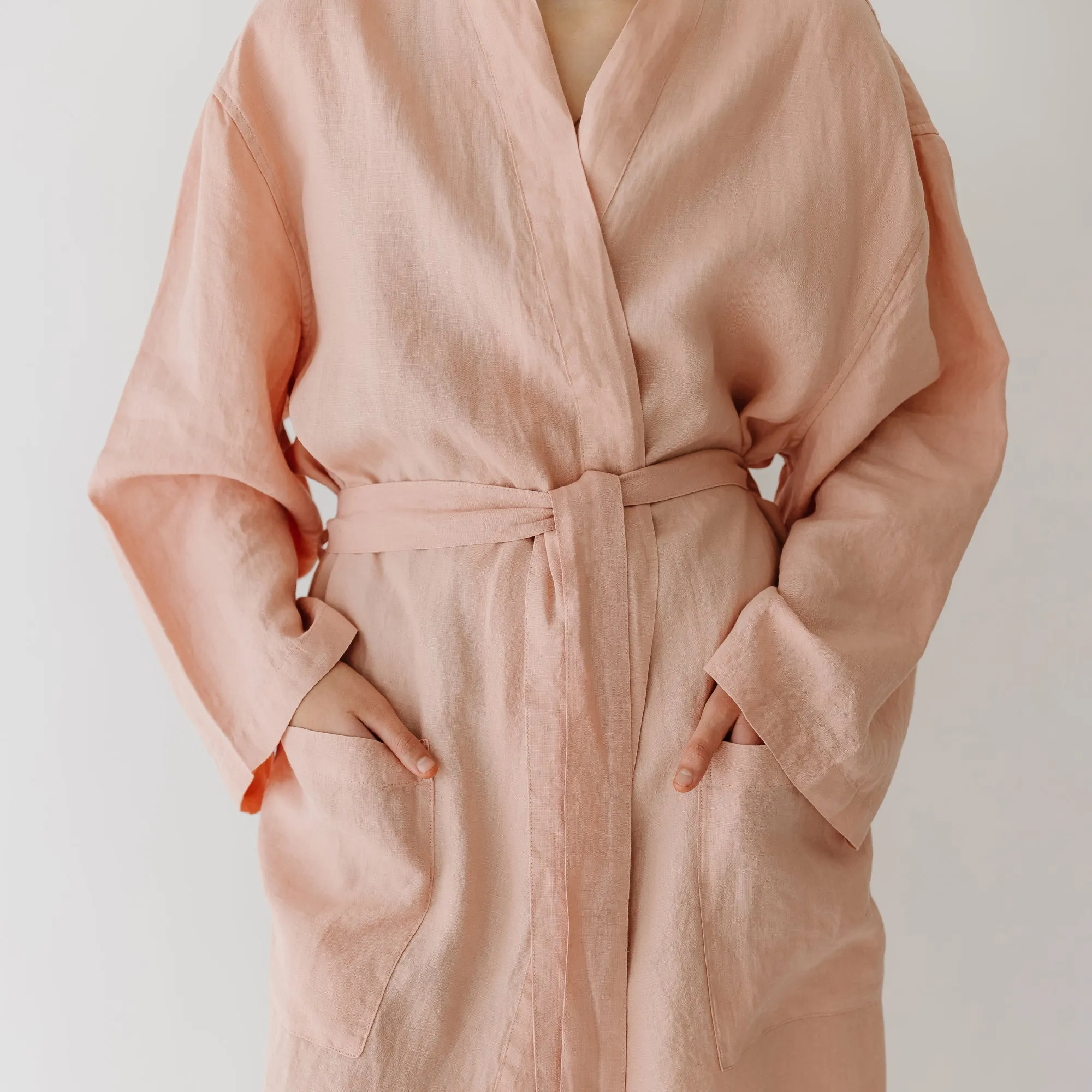 Peach Linen Robe
