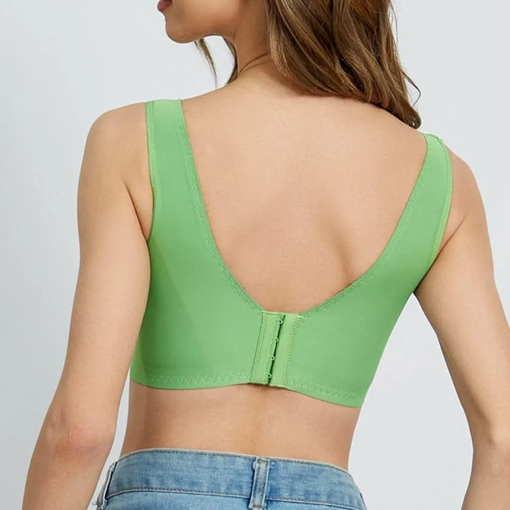 "Feel like not wearing one" Plus Size Wireless Sports Bra - Beige