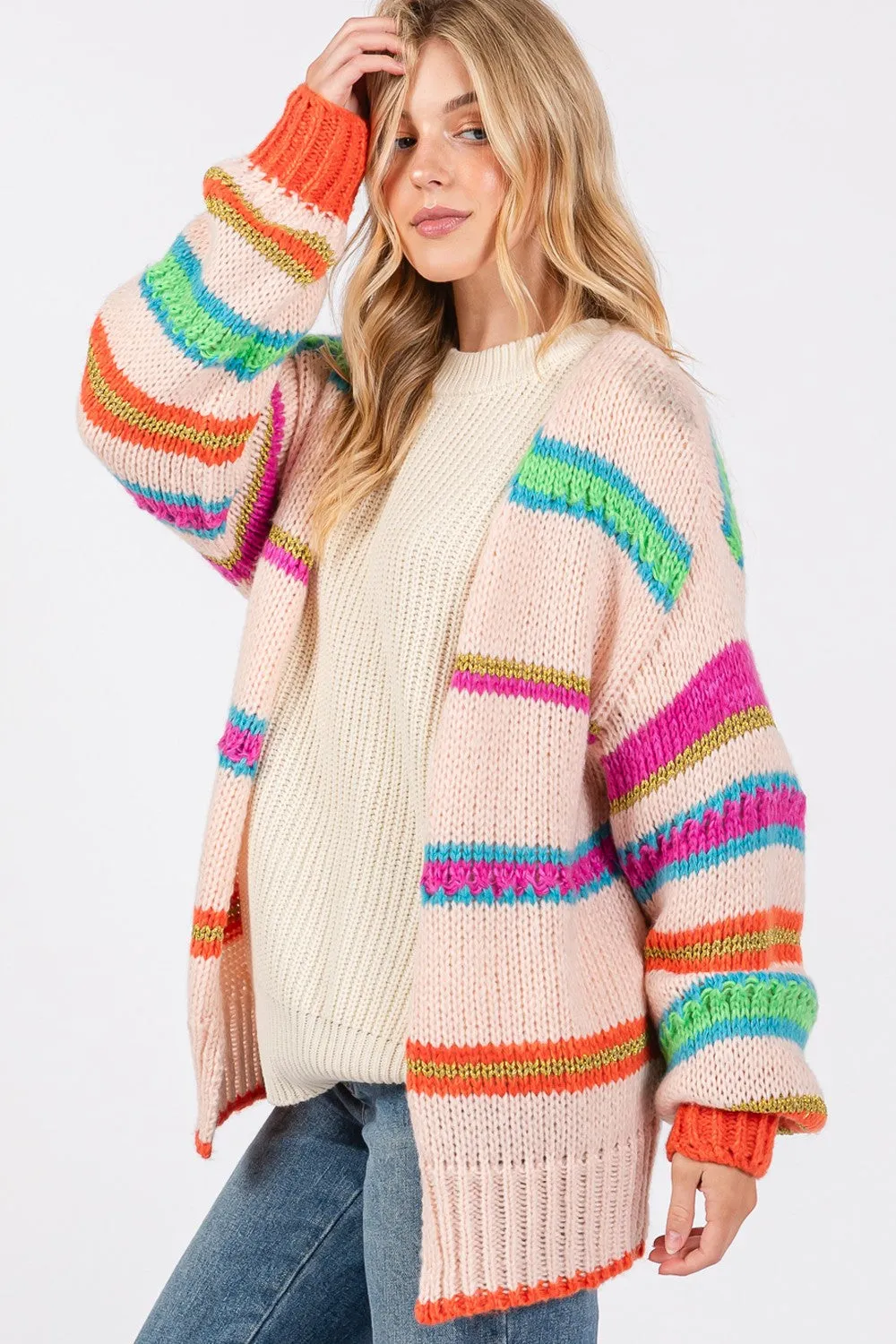 Rainbow Chunky Knit Cardigan