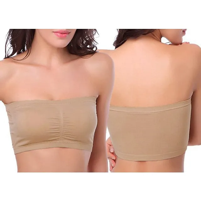 Seamless Bandeau Bra Plus Size Strapless Stretchy Tube Top Bra with Removable Pads for Women