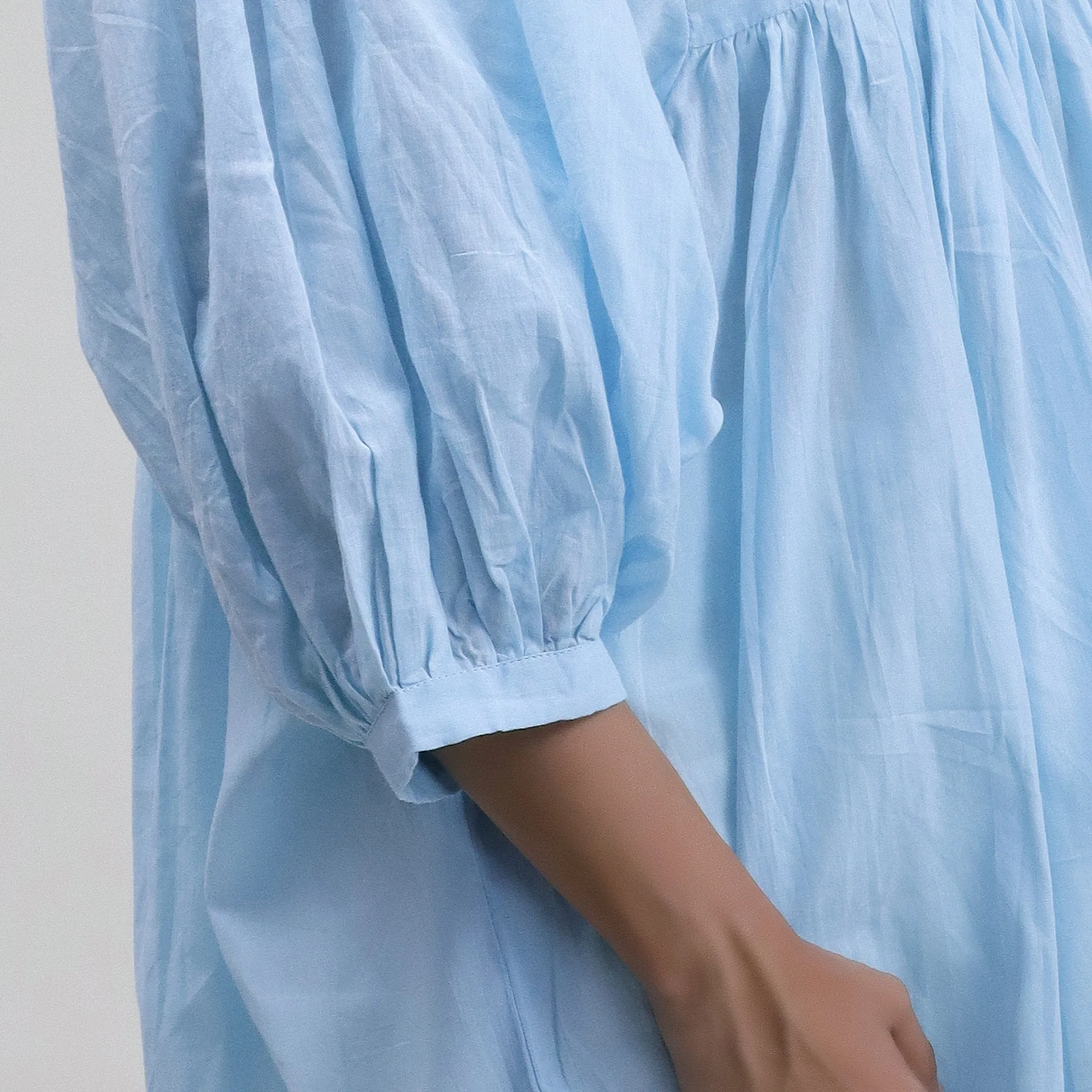 Sky Blue Solid Soft Modern Dress For Girls