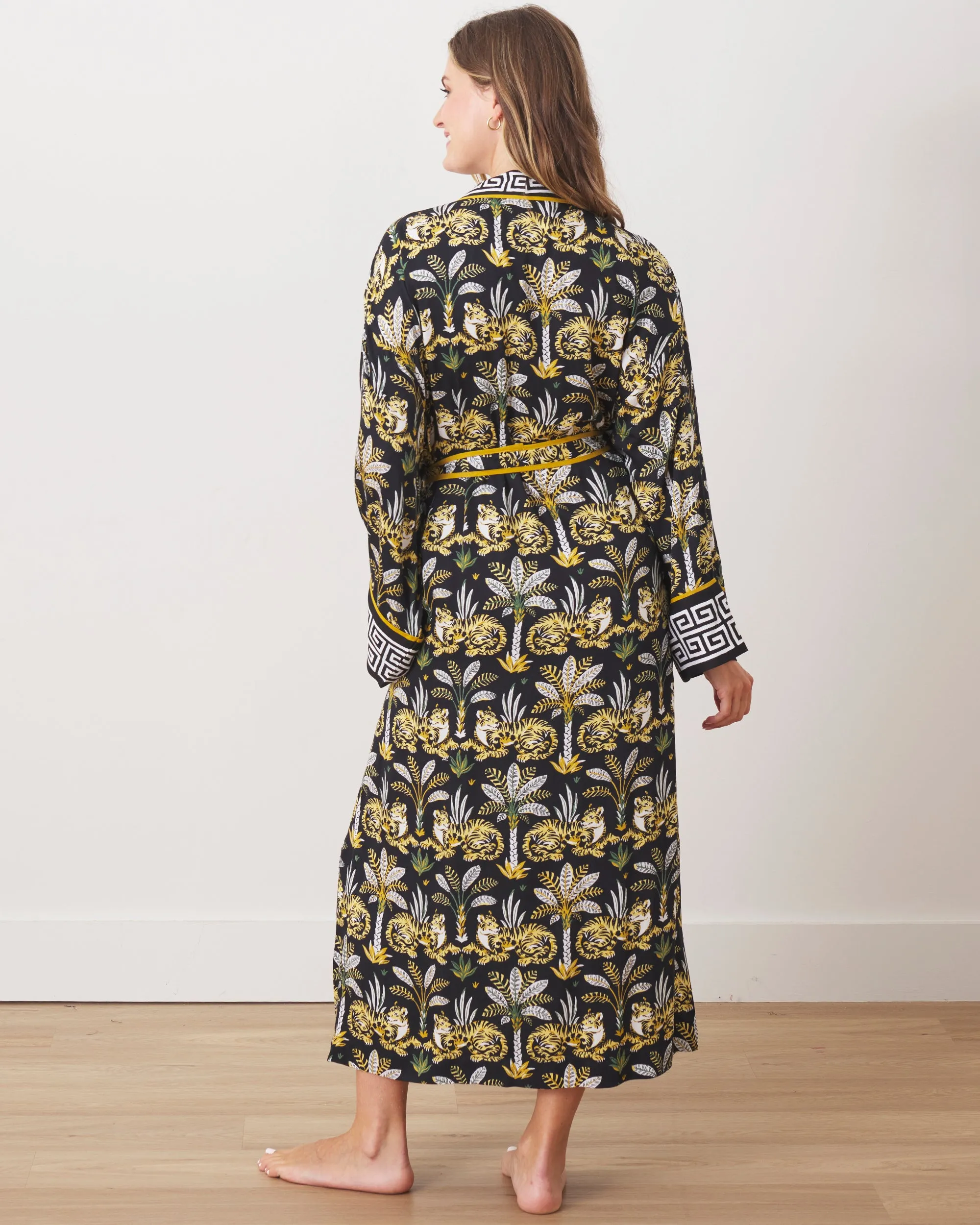 Untamed Tiger - Satin Robe - Gold Ink