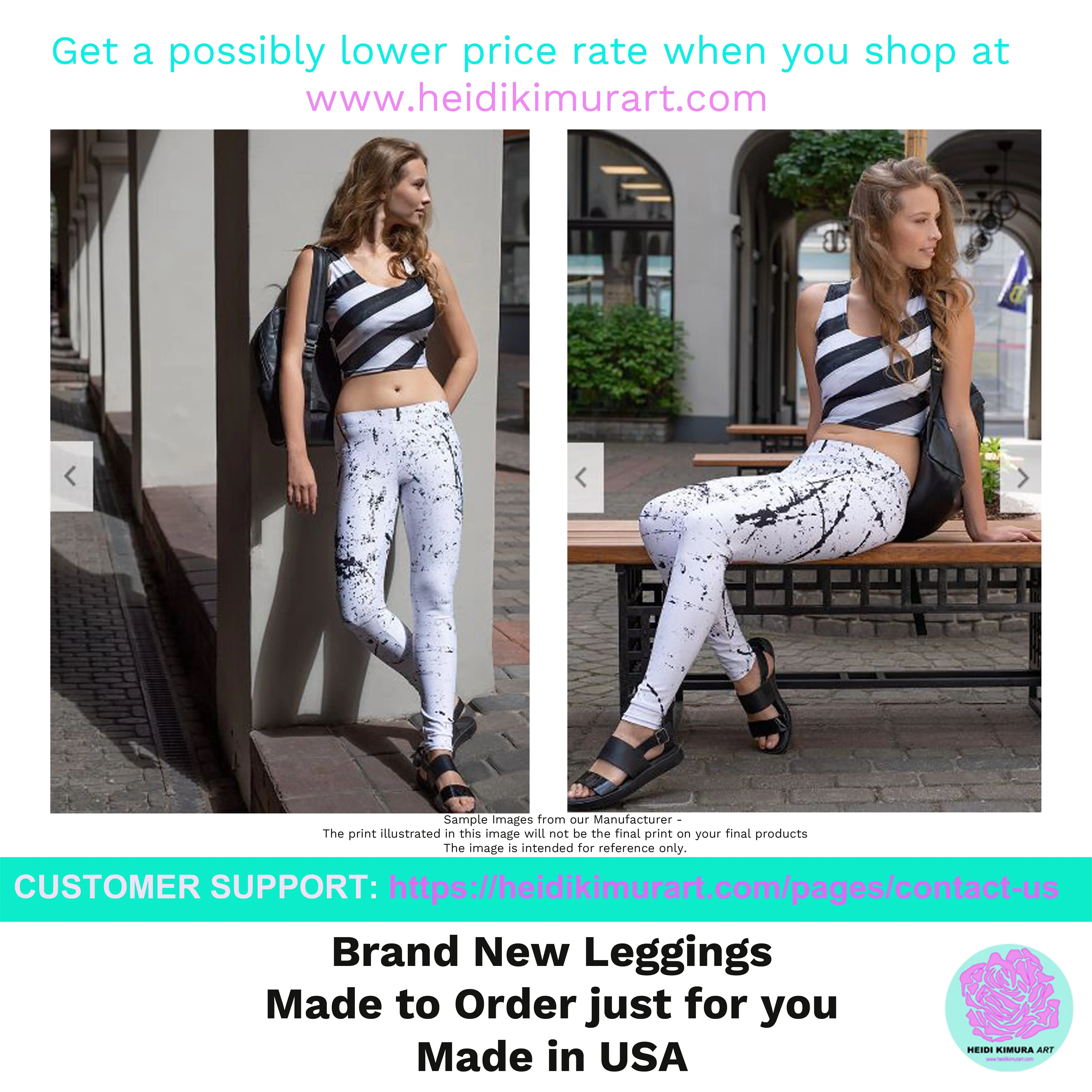 White Women's Yoga Pants, Solid Color Premium Long Fitted Leggings- Made in USA/EU