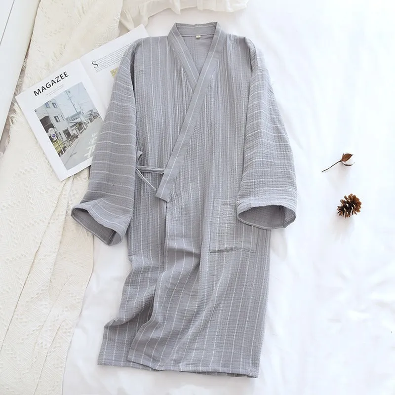 Women Double Layer Crepe Bathrobe