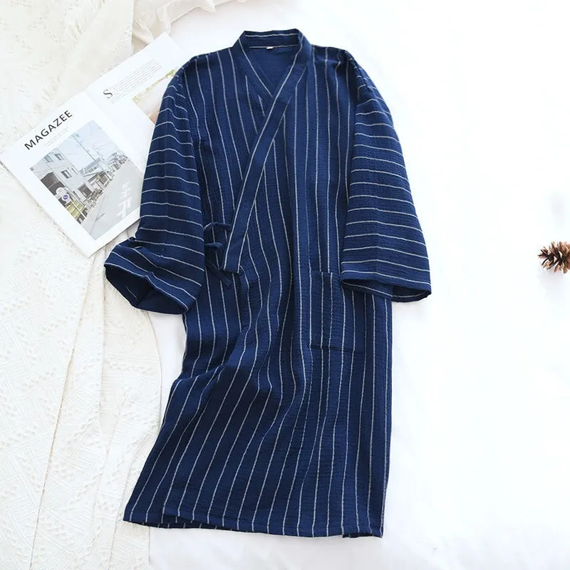 Women Double Layer Crepe Bathrobe