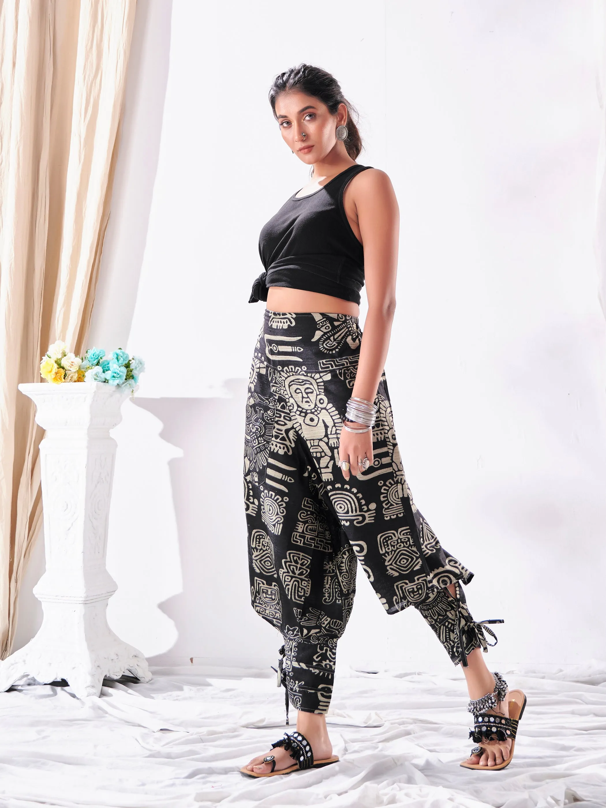 Women's Tribal Art Print Genie Hippy Looks Harem Pants