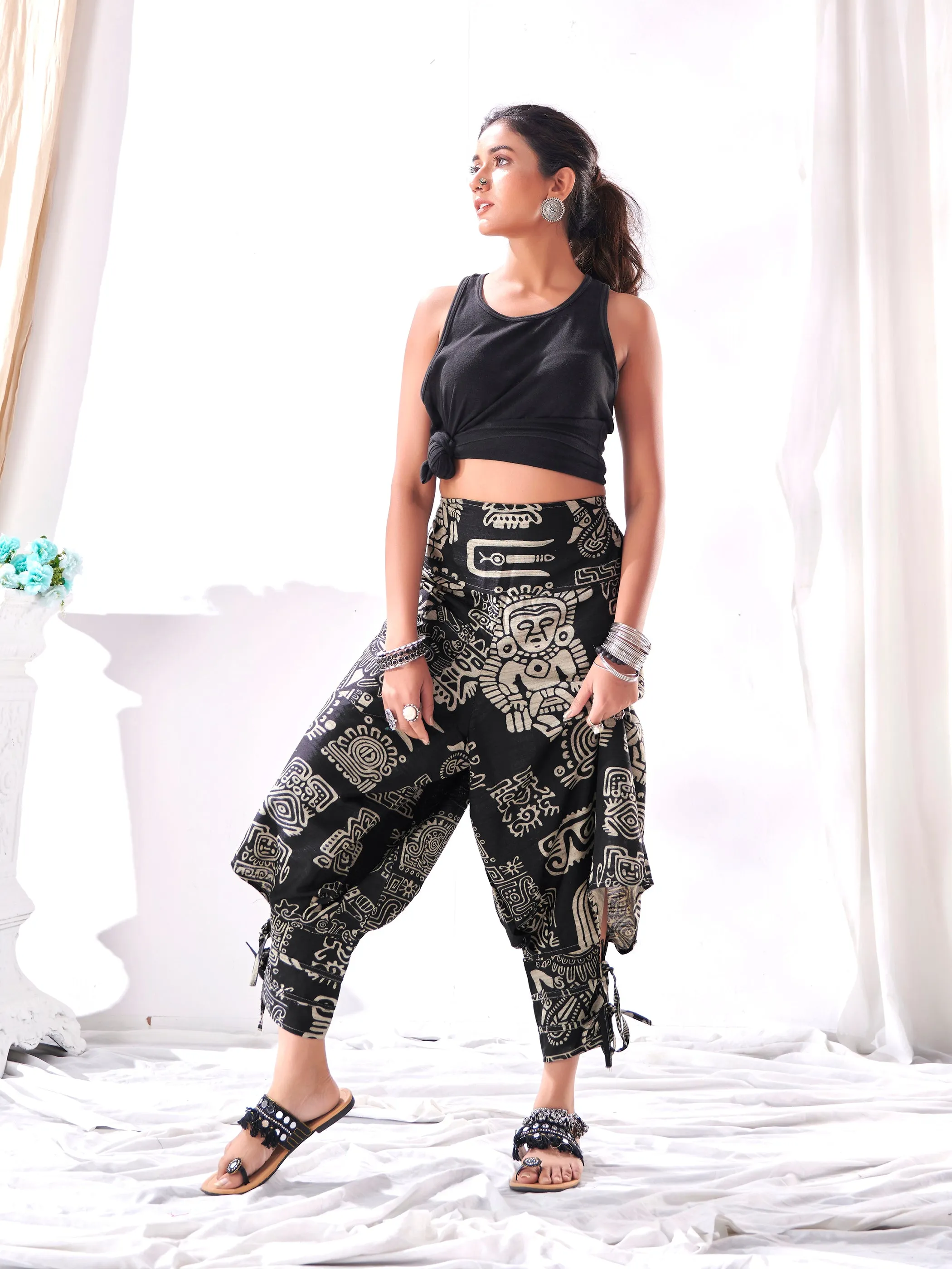 Women's Tribal Art Print Genie Hippy Looks Harem Pants